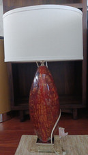 Late 20th Century Italian Variegated Amber Lucite table lamp
