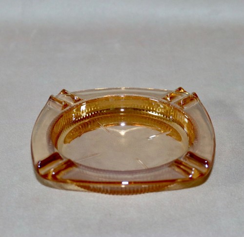 Jeanette Depression Glass ~ Floragold Louisa ~ Square Ashtray MCM - Picture 2 of 19