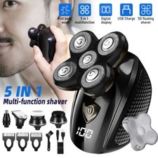 5D 5in1 Electric Rotary Shaver Cordless Hair Trimmer Bald Head Razor Men Wet Dry