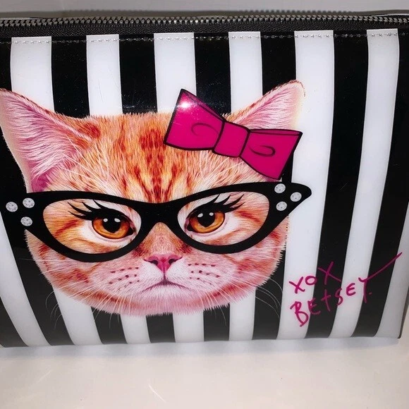 Betsey johnson cat makeup best sale bag