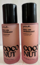 2X Victoria's Secret Pink Coconut Roll On Deodorant Aluminum 1.7 fl oz