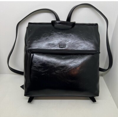 DKNY Black Jayeson Flap Backpack Purse Bag Black $240