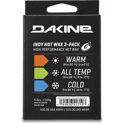 Dakine Indy Hot Wax 3-pack Skiwachs Neu High Performance Warm All Temp Cold
