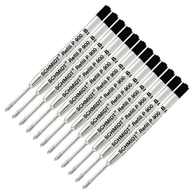 12 X - Schmidt P900 B Parker Style Ballpoint Pen Refill - Black, Broad Point Tip