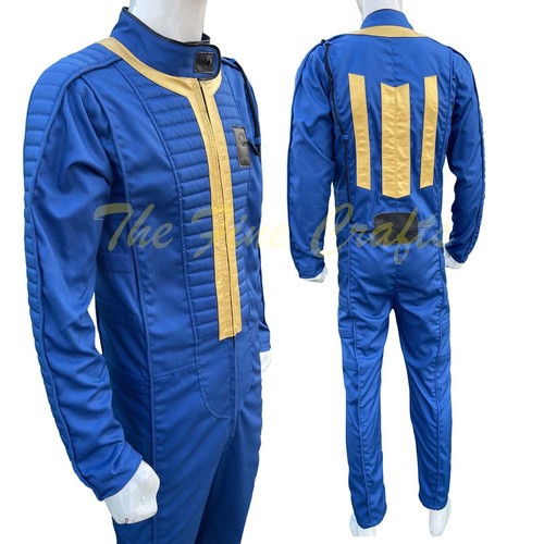 Fallout 4 Vault 111 Cosplay Jumpsuit Blue Twill Cotton Bodysuit Halloween