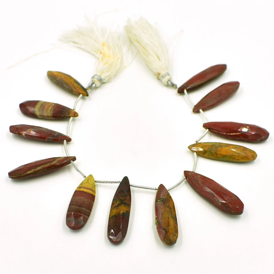 Pedra preciosa de jaspe mookaite natural 10x30mm a 11x37 mm facetada longa pera 8" fio - Imagem 4 de 4