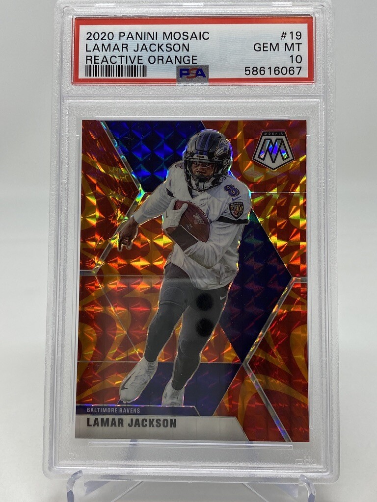 2020 Panini Mosaic Lamar Jackson Reactive Orange - PSA 10 view 8