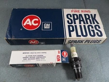 8 New AC 45N Fire Ring Spark Plugs 4 Green Stripes NOS Vintage USA