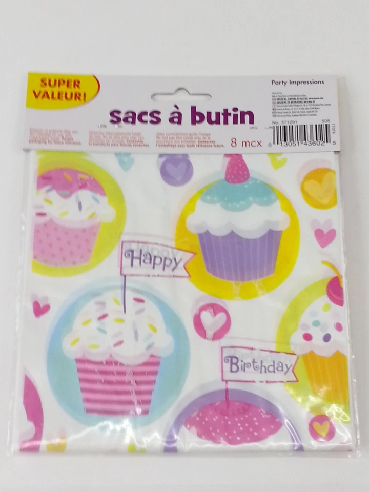 Nuevo con etiquetas Nuevo 24 piezas Bolsas de botín de feliz cumpleaños tema de cupcakes Foto 3 de 3