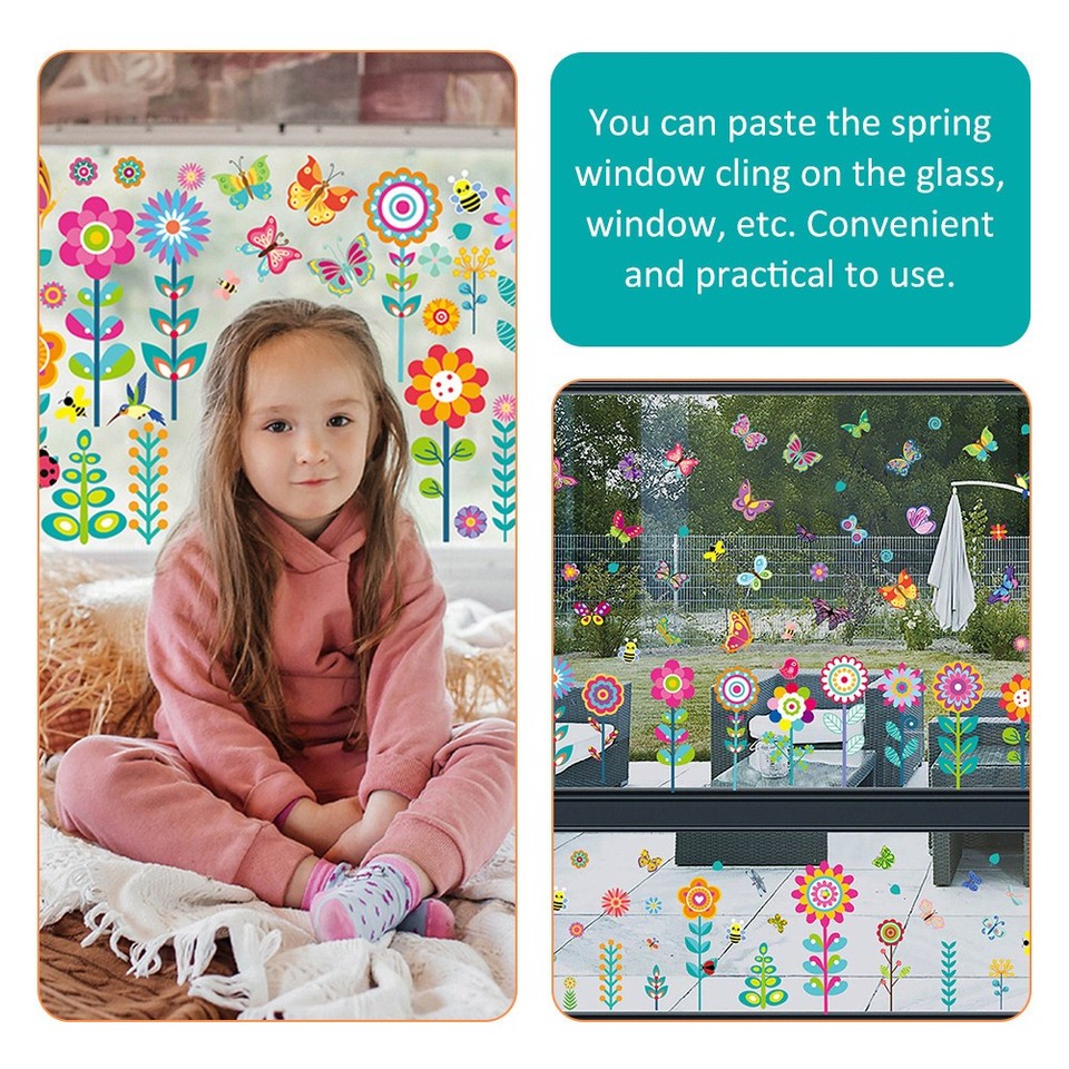 Large Spring Themed Window Clings Reusable Spring Window Clings for Glass Windows Festive Kitchen Decor ...
