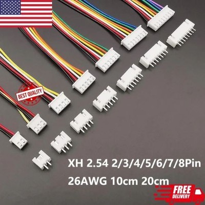 5Sets JST XH2.54 Wire Cable Connector 2-8Pin Male Female Plug 26AWG 10/20cm