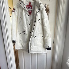 New Canada Weather Gear Hooded Zip Parka Jacket White Size L women