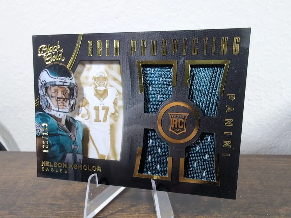 Nelson Agholor (RC, MEM) /199 🔥 Quad Patch/Shadow Box Black Gold Prospecting 🏈 - Image 2 of 4