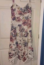 Lauren Ralph Lauren Women's Cream Floral Handkerchief Hem Dress