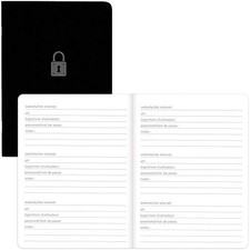 Blueline Password Notebook, Flexible Cover, Black, 5" x 3.5", 64 Pages