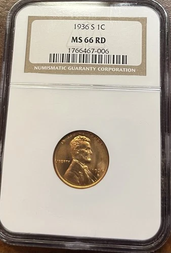 1936 S Lincoln Cent NGC MS66 Red