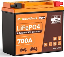 Lithium Motorcycle Battery 12V 8Ah 700A LiFePO4 Powersports ATV UTV Jet Ski Lawn