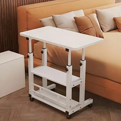 Multi-functional Folding Table with Wheels, Adjustable Height And Storage Shelf,