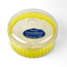 Vtg Pond's Dreamflower Perfumed Dusting Powder Container & Puff Empty 5 oz Peach