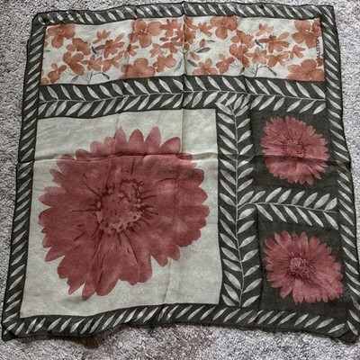 Vintage Halston Lifestyle 100% Silk FLORAL Scarf Made in Korea, Original Tags