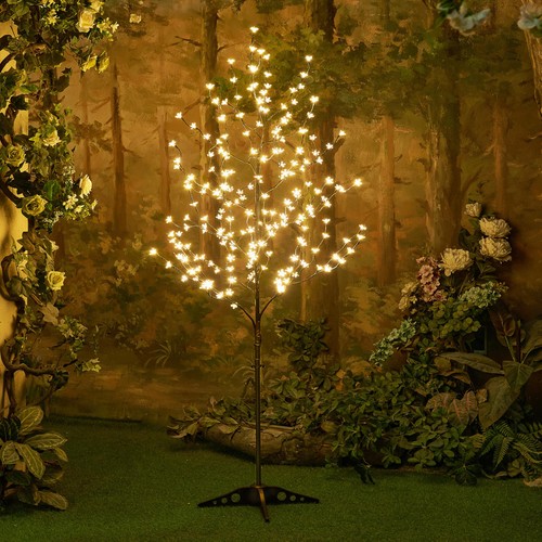 6.5 feet 208L LED Lighted Cherry Blossom Tree, Warm White, Decorate Home Gard...