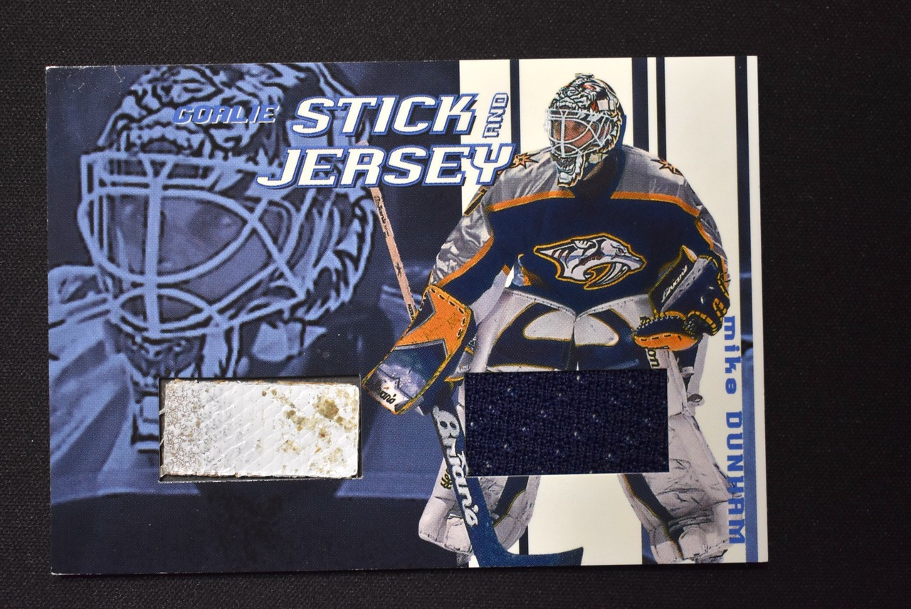 Mike Dunham 2001-02 BAP Between The Pipes Game Used Stick And Jersey Predators