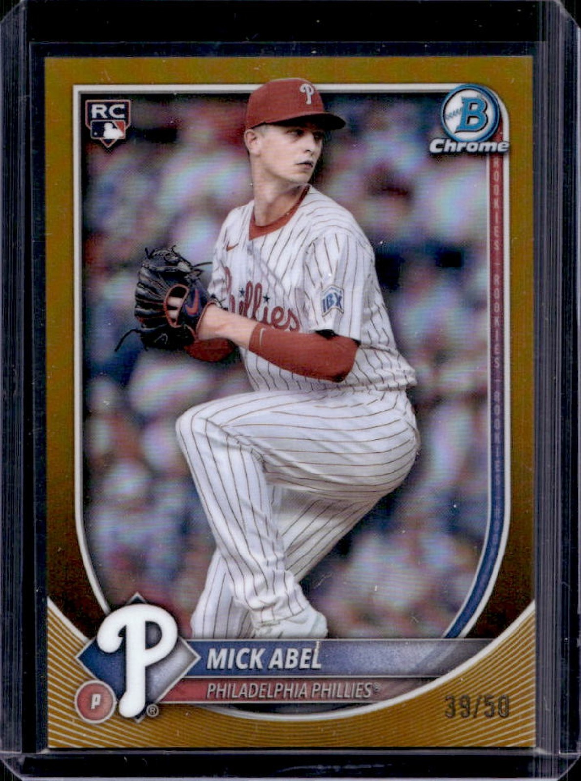 2025 Bowman Chrome Mick Abel RC Gold Refractor Rookie #39/50 Phillies