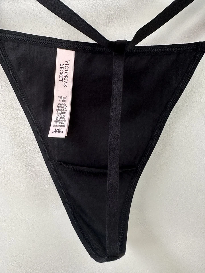 Paquete de 5 bragas de algodón con tanga en V negras XL de Victorias Secret para mujer Foto 4 de 4