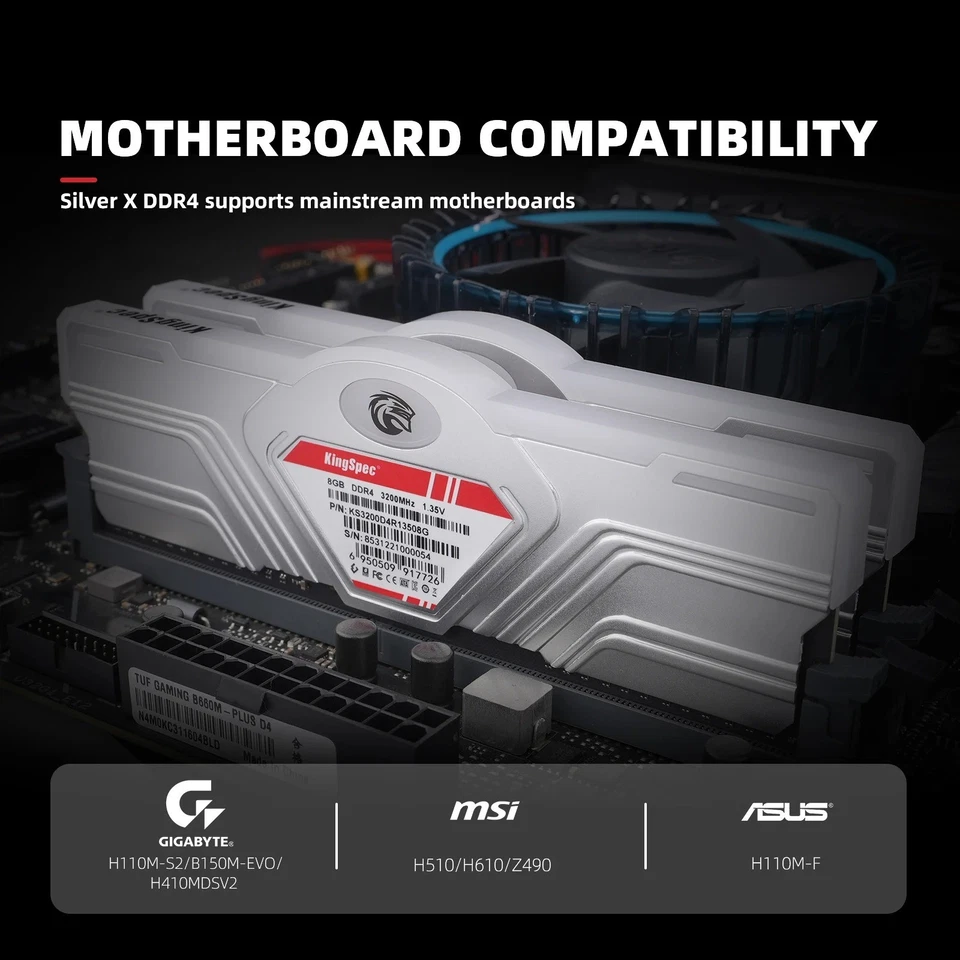 ✅ KingSpec DDR4 RAM RGB 8GB 16GB 3200MHz 3600MHz XMP Memoria para PC Escritorio - Image 2 of 4