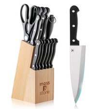 14 Pcs Knife Block Set Stainless Steel, Premium Forged Kitchen Knives Set wit...
