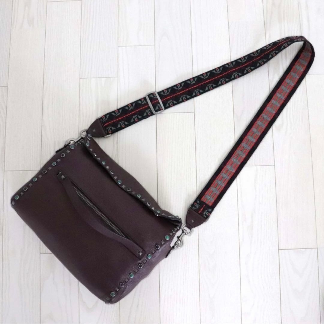 Valentino Garavani Rockstud Leather Crossbody Bag Bordeaux Shoulder Purse Japan thumbnail 8