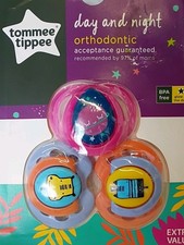 Tommee Tippee Pacifier Orthodontic 3 Pack Day Night Glow in the Dark New Binky