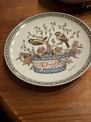 Wandteller, 16 cm, Hutschenreuther Monatsteller Februar Kohlmeise.  -tr1-