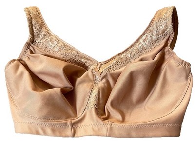 GLAMORISE Magic Lift Wireless Bra 34G Beige Floral Lace Trim