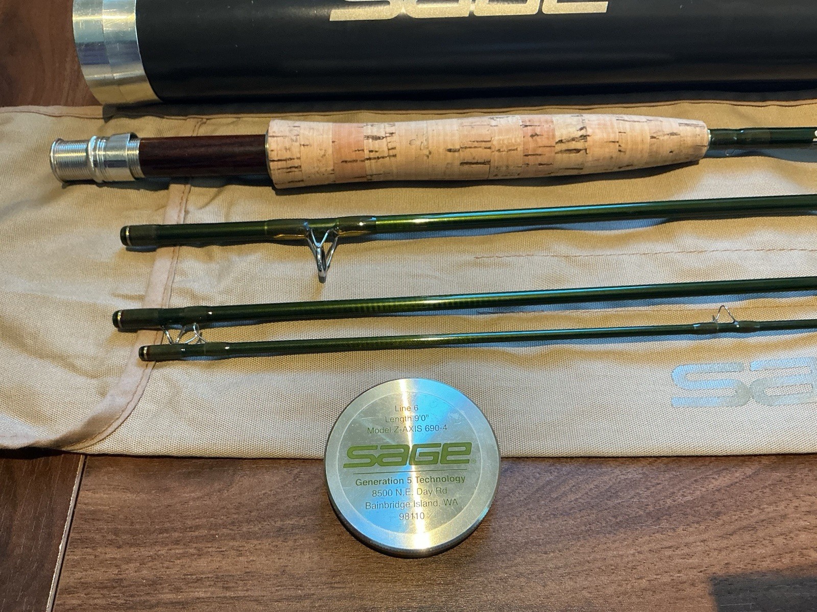 Sage Z-Axis 690-4 Fly Rod 9ft #6 4 Piece Generation 5 Technology With Tube & Bag