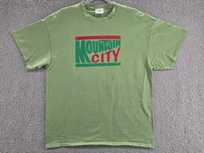 Mountain City Men's Green XL Cotton T-Shirt Port and Company Dew