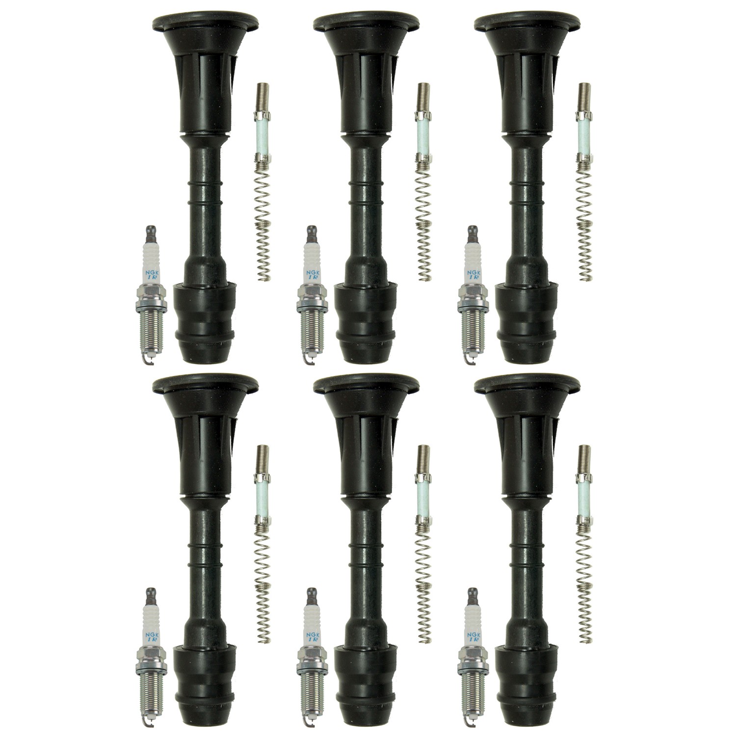 NGK 6 Laser Iridium H. I. Spark Plugs 6 Coil Boots Kit for Frontier NV2500 V6