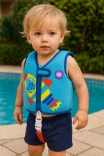 Kids Swim Vest Sea Blue Buoyancy Aid Jacket 24–33 lbs Neoprene w/ Crotch Strap