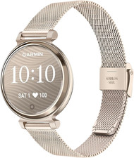 Women Band for Garmin Lily 2 Smart Watch, Mesh Stainless Steel Bands Cream Gold