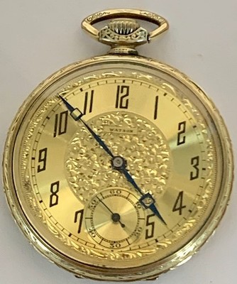 Watson 17 Jewels Pocket Watch Cashier A.W.C. Co 14 K Gold Filled Case Size 9S
