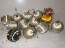 Vintage lot Bakers Dozen 7  Diameter Satin Ball Christmas Ornaments