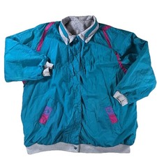 Vtg Current Seen 90s Colorblock Reversible Windbreaker Jacket Teal Purple