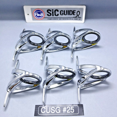 6 pcs Fuji CUSG #25 SIC Heavy Duty Guide Rod Building Guides