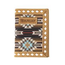 Ariat Men's Brown Aztec Fabric Trifold Wallet A3559202