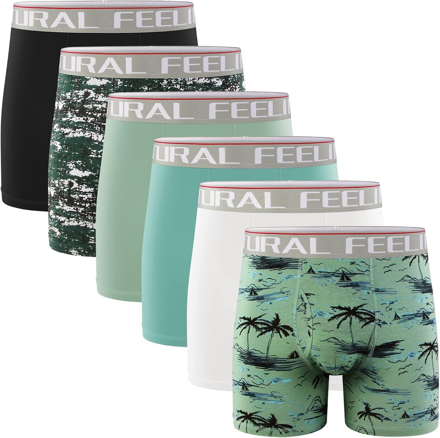 Natural Feelings Boxer Briefs Mens Underwear Men Pack of 5-6 Soft Cotton Open