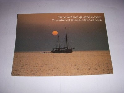 CP POSTKARTE NACHRICHT BOOT und SONNENUNTERGANG Man sieht nicht gut... GESCHRIEBEN