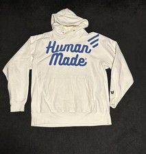 Human Made Cream Hoodie with Blue Text Size X...
