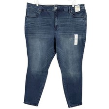 Terra  Sky Women's Stretch High Rise Core Skinny Dark Blue Jeans Plus 26W NWT