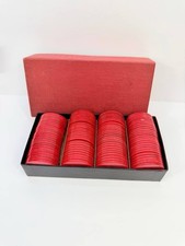 Catalin Bakelite Red Marbled Swirl Translucent Poker Chips c1935 Set Art Deco