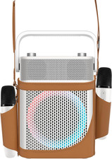 Karaoke Machine with 2 UHF Wireless Microphones with Leather Bag, IPX4